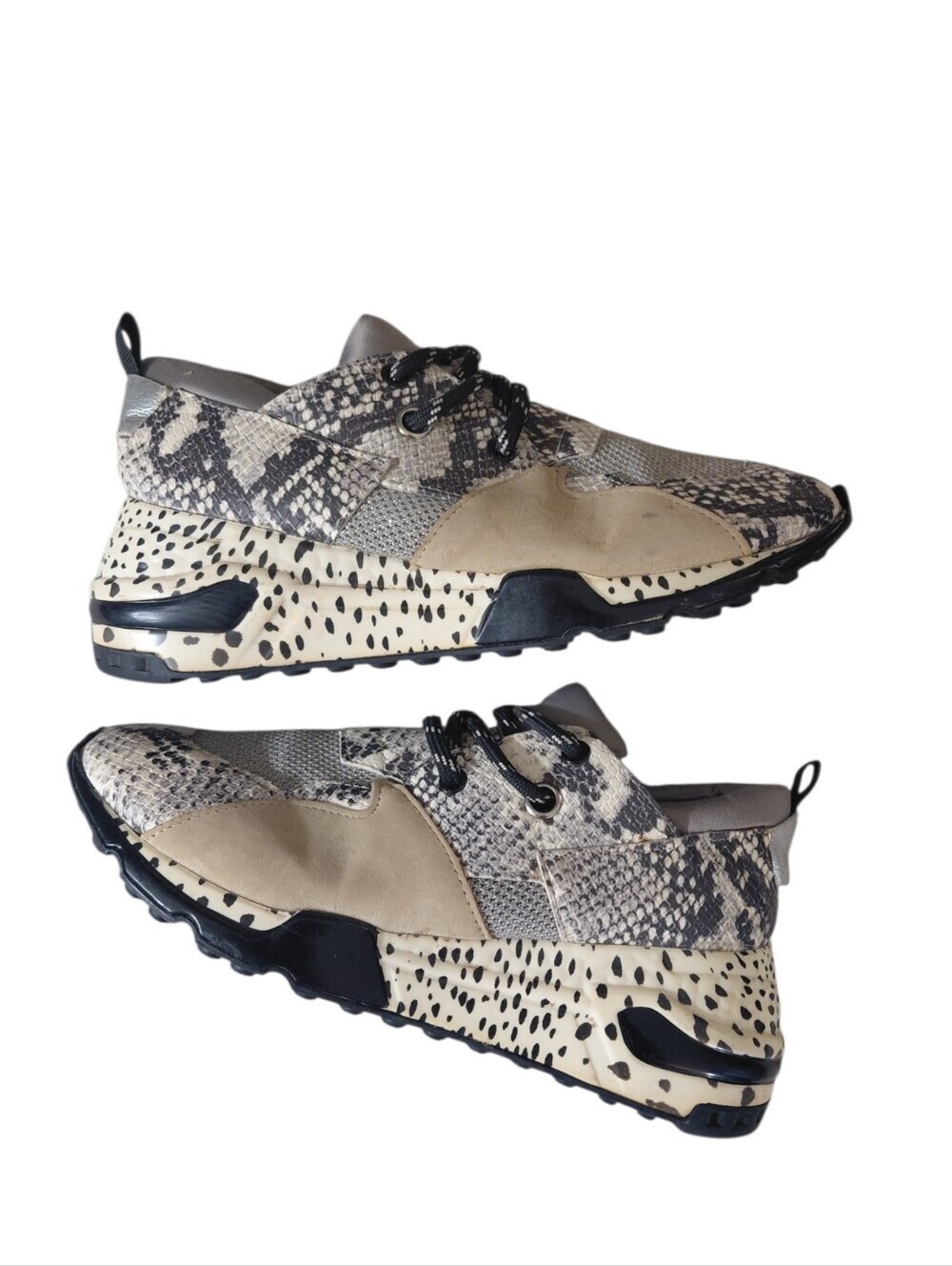 Steve Madden Women's Leathrr Snake And Animal Print Chunky Sneakers Size 8